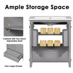 Base per mobile da bagno autoportante da 30" senza lavello – Nero / Grigio / Verde / Bianco, Singolo, con cassetto e ante a battente