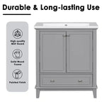 Base per mobile da bagno autoportante da 30" senza lavello – Nero / Grigio / Verde / Bianco, Singolo, con cassetto e ante a battente