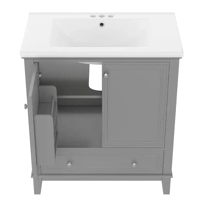 Base per mobile da bagno autoportante da 30" senza lavello – Nero / Grigio / Verde / Bianco, Singolo, con cassetto e ante a battente