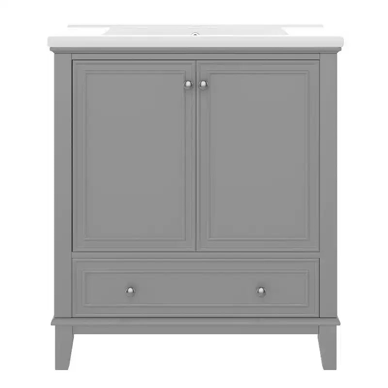 Base per mobile da bagno autoportante da 30" senza lavello – Nero / Grigio / Verde / Bianco, Singolo, con cassetto e ante a battente