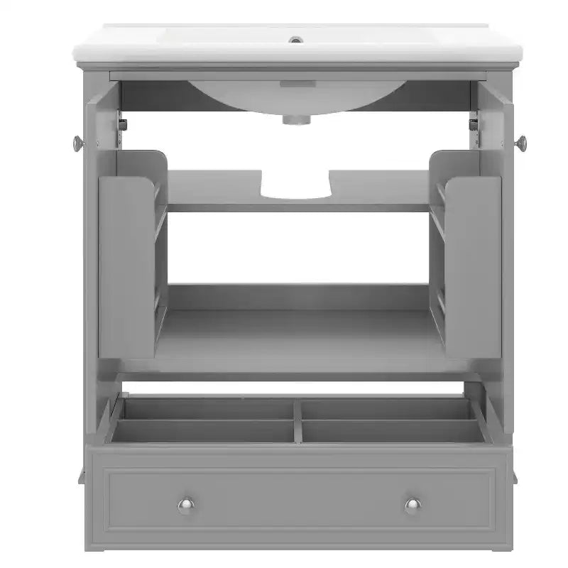 Base per mobile da bagno autoportante da 30" senza lavello – Nero / Grigio / Verde / Bianco, Singolo, con cassetto e ante a battente
