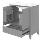 Base per mobile da bagno autoportante da 30" senza lavello – Nero / Grigio / Verde / Bianco, Singolo, con cassetto e ante a battente