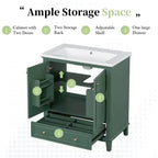 Base per mobile da bagno autoportante da 30" senza lavello – Nero / Grigio / Verde / Bianco, Singolo, con cassetto e ante a battente