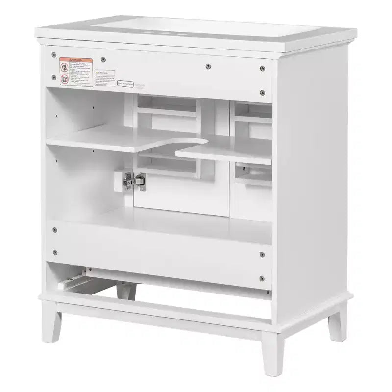 Base per mobile da bagno autoportante da 30" senza lavello – Nero / Grigio / Verde / Bianco, Singolo, con cassetto e ante a battente