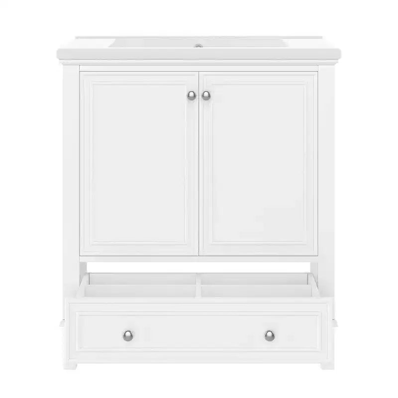 Base per mobile da bagno autoportante da 30" senza lavello – Nero / Grigio / Verde / Bianco, Singolo, con cassetto e ante a battente