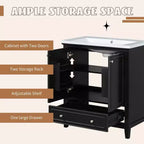 Base per mobile da bagno autoportante da 30" senza lavello – Nero / Grigio / Verde / Bianco, Singolo, con cassetto e ante a battente
