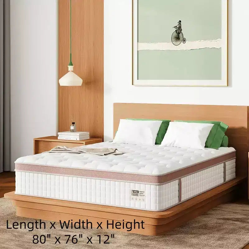 Materasso King Bianco, Rigidità Media, Memory Foam e Molle Insacchettate, Adatto a 2