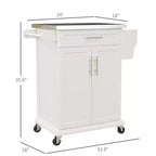 Carrello Isola da Cucina con Ruote – Nero / Bianco Crema / Blu Scuro / Bianco | Piano in Acciaio Inox, Cassetto e Porta Spezie