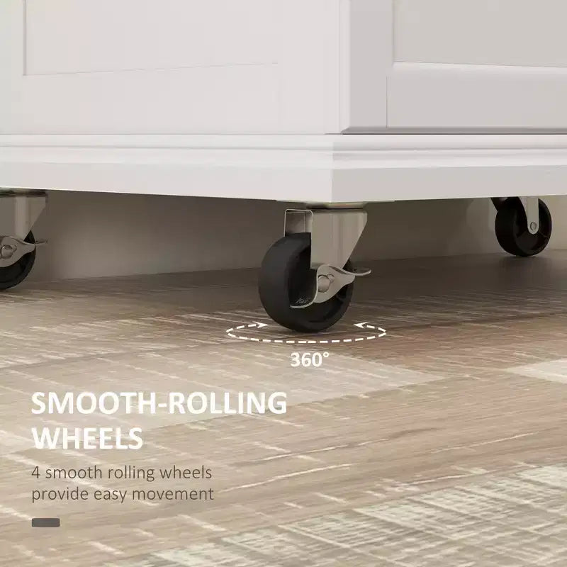 Carrello Isola da Cucina con Ruote – Nero / Bianco Crema / Blu Scuro / Bianco | Piano in Acciaio Inox, Cassetto e Porta Spezie