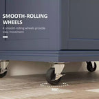 Carrello Isola da Cucina con Ruote – Nero / Bianco Crema / Blu Scuro / Bianco | Piano in Acciaio Inox, Cassetto e Porta Spezie