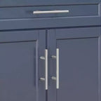 Carrello Isola da Cucina con Ruote – Nero / Bianco Crema / Blu Scuro / Bianco | Piano in Acciaio Inox, Cassetto e Porta Spezie