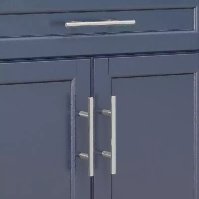 Carrello Isola da Cucina con Ruote – Nero / Bianco Crema / Blu Scuro / Bianco | Piano in Acciaio Inox, Cassetto e Porta Spezie