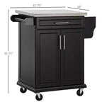 Carrello Isola da Cucina con Ruote – Nero / Bianco Crema / Blu Scuro / Bianco | Piano in Acciaio Inox, Cassetto e Porta Spezie