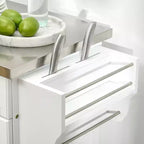 Carrello Isola da Cucina con Ruote – Nero / Bianco Crema / Blu Scuro / Bianco | Piano in Acciaio Inox, Cassetto e Porta Spezie