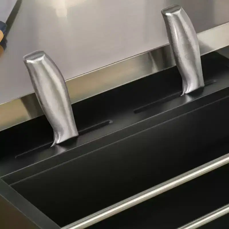 Carrello Isola da Cucina con Ruote – Nero / Bianco Crema / Blu Scuro / Bianco | Piano in Acciaio Inox, Cassetto e Porta Spezie