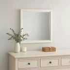 Royal Hampton Dresser Mirror, Beveled Glass, Antique White Finished Solid Wood, 38 Inch