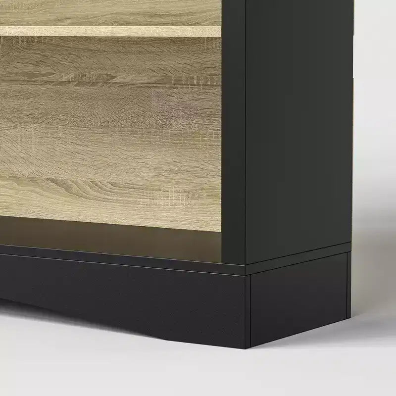 Libreria aperta a 5 ripiani con 3 cassetti, rovere nero e chiaro – Uso per adulti