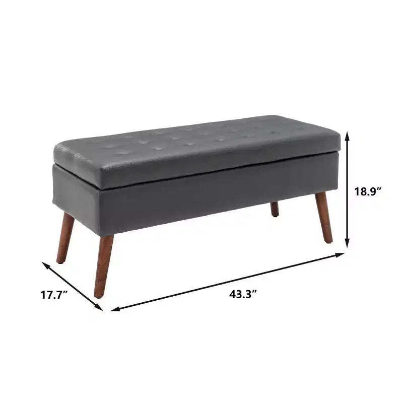 Panca Contenitore Ottomana Rettangolare — Marrone / Grigio Scuro / Bianco Sporco, Pelle PU, Posti a sedere 1