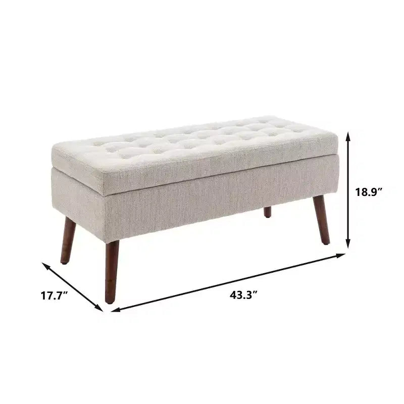 Panca Contenitore Ottomana Rettangolare — Marrone / Grigio Scuro / Bianco Sporco, Pelle PU, Posti a sedere 1