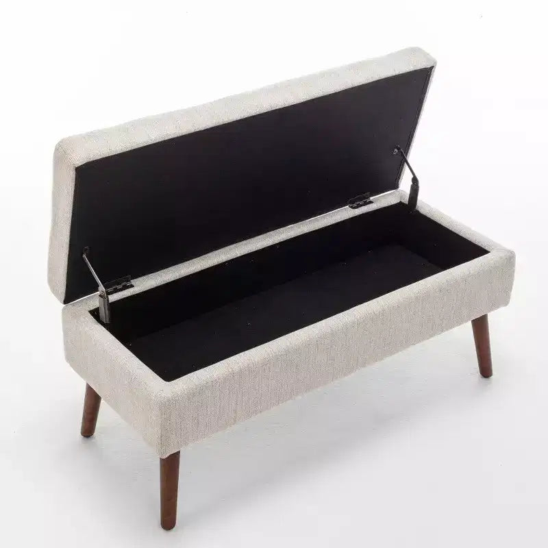 Panca Contenitore Ottomana Rettangolare — Marrone / Grigio Scuro / Bianco Sporco, Pelle PU, Posti a sedere 1