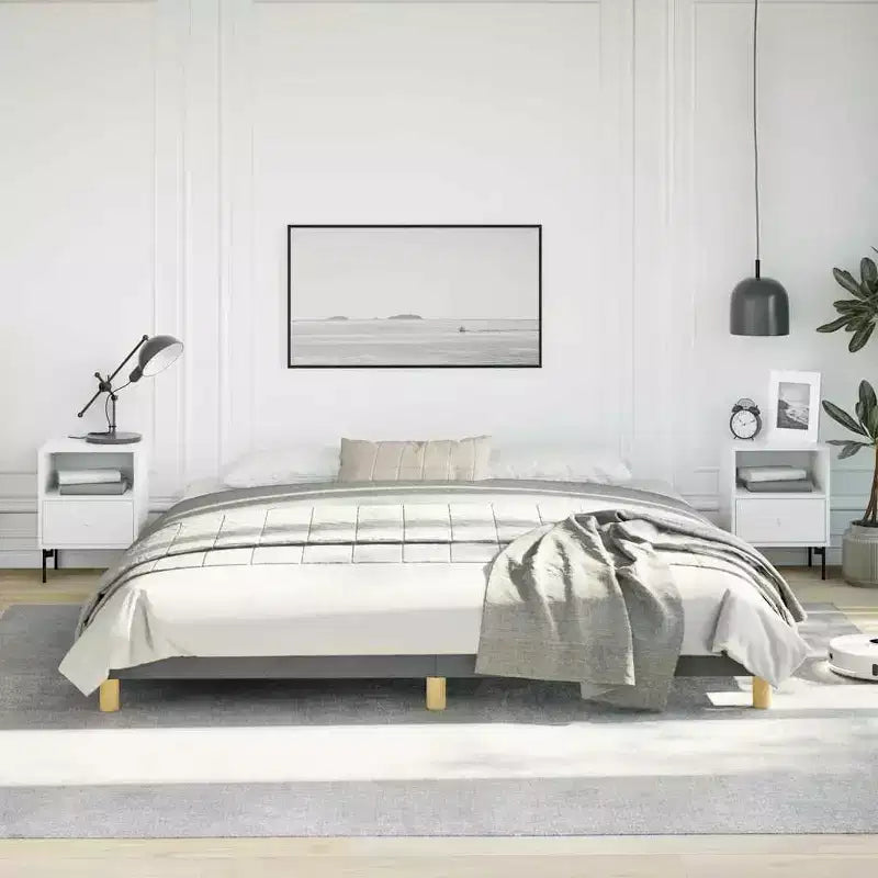 Struttura letto king-size con piattaforma grigio scuro, per 2 persone, senza testiera
