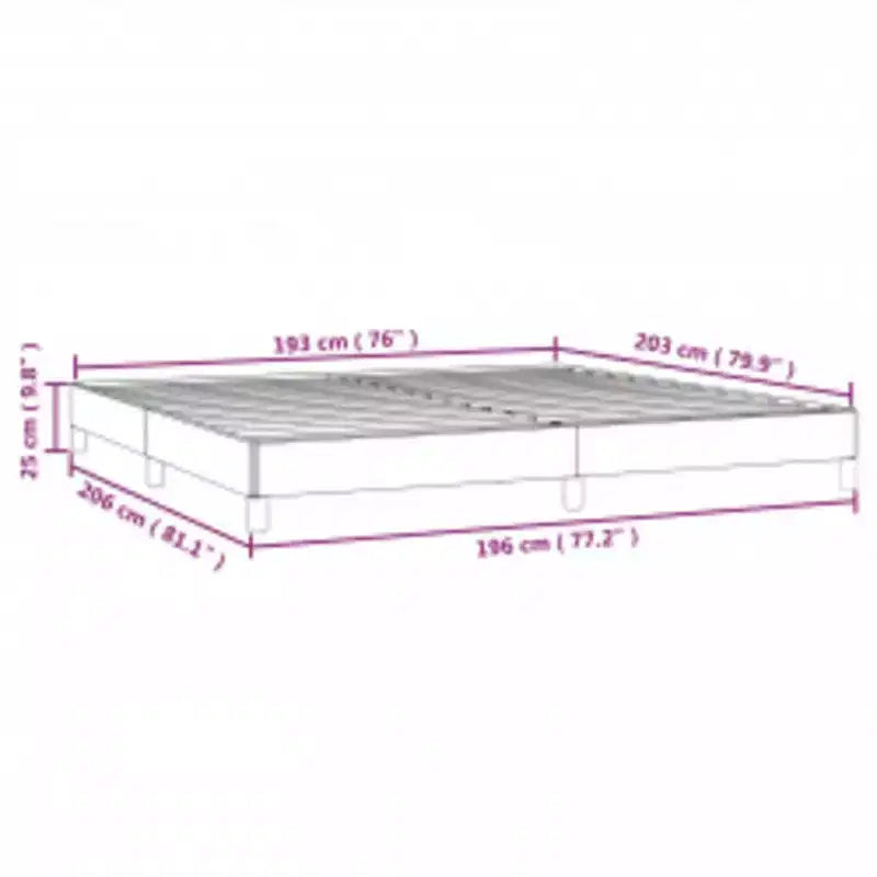 Struttura letto king-size con piattaforma grigio scuro, per 2 persone, senza testiera