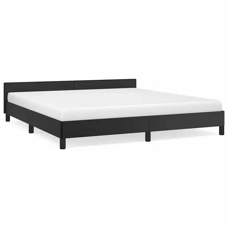Struttura letto a piattaforma imbottita in ecopelle nera, California King, 2 persone