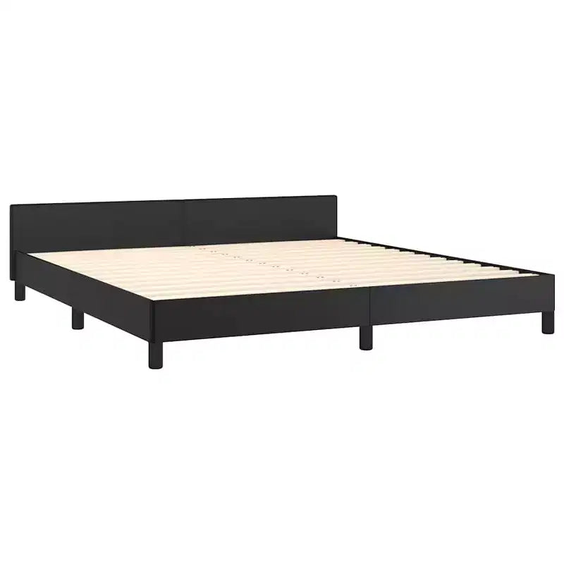 Struttura letto a piattaforma imbottita in ecopelle nera, California King, 2 persone