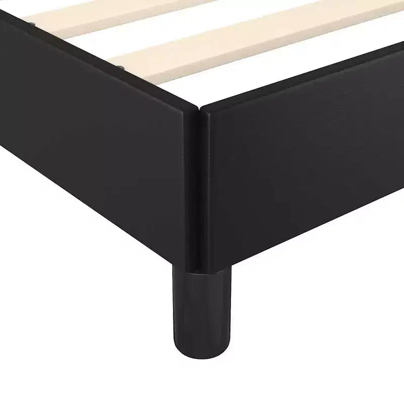 Struttura letto a piattaforma imbottita in ecopelle nera, California King, 2 persone