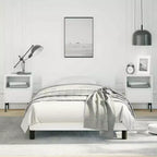 Bed Frame With Headboard White Faux leather, plywood, engineered wood