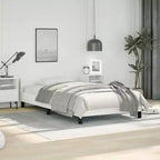 Telaio letto a piattaforma singolo in similpelle bianca