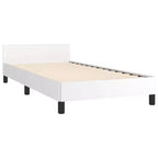 Telaio letto a piattaforma singolo in similpelle bianca