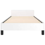 Telaio letto a piattaforma singolo in similpelle bianca