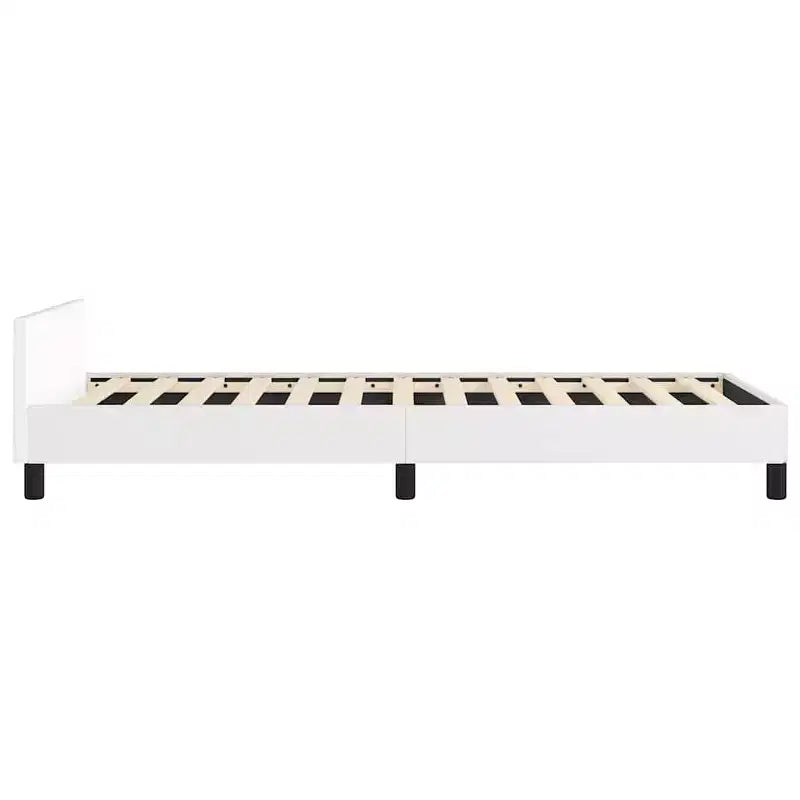 Telaio letto a piattaforma singolo in similpelle bianca