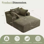 Chaise longue oversize in velluto a coste verde - 2 posti