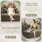 Chaise longue oversize in velluto a coste verde - 2 posti