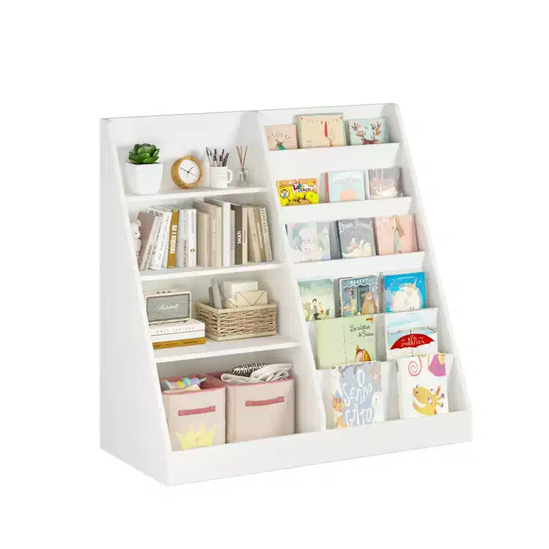 Libreria bianca per bambini e organizer per giocattoli con 3 ripiani aperti