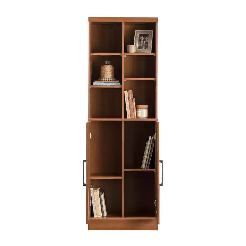 Mobile Contenitore in Legno Marrone con Ripiani Regolabili e 2 Ante