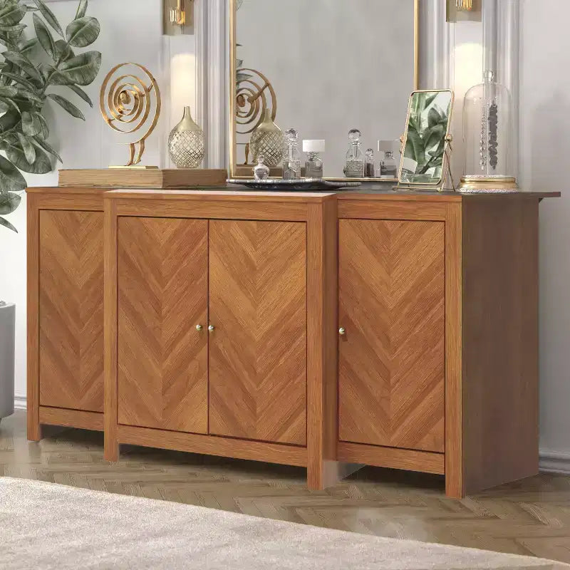 Madia Chevron Ambra Noce a 4 Ante — Montaggio per 1 Persona