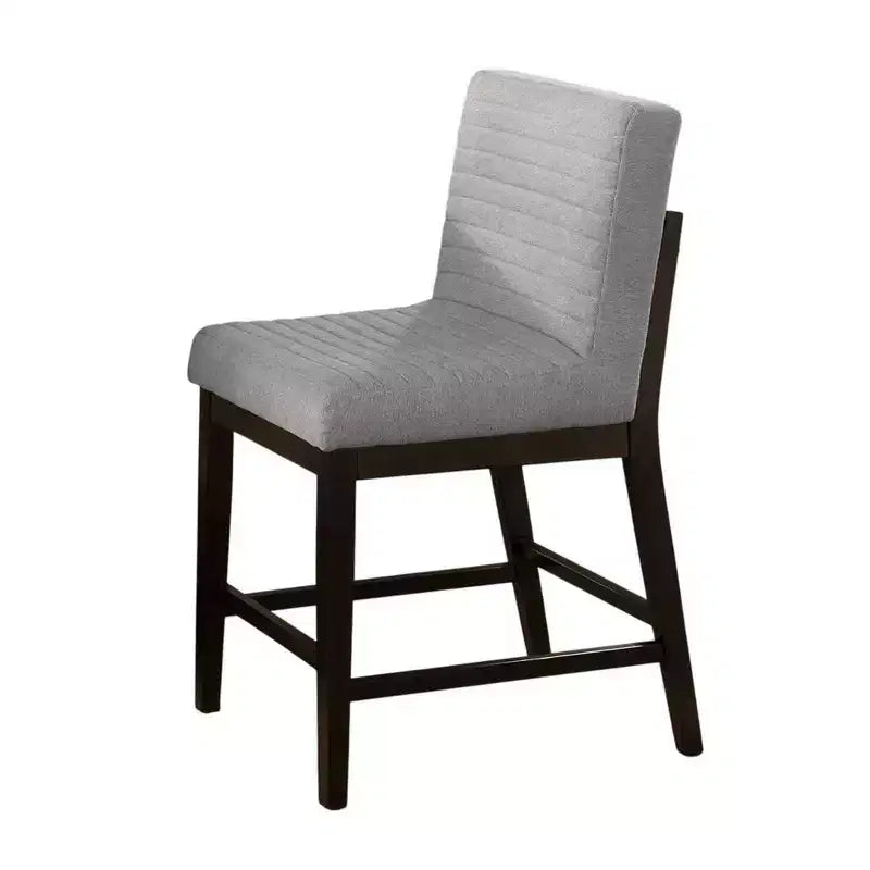 Sedie da banco altezza bancone con schienale alto in lino grigio, set da 2