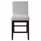 Sedie da banco altezza bancone con schienale alto in lino grigio, set da 2