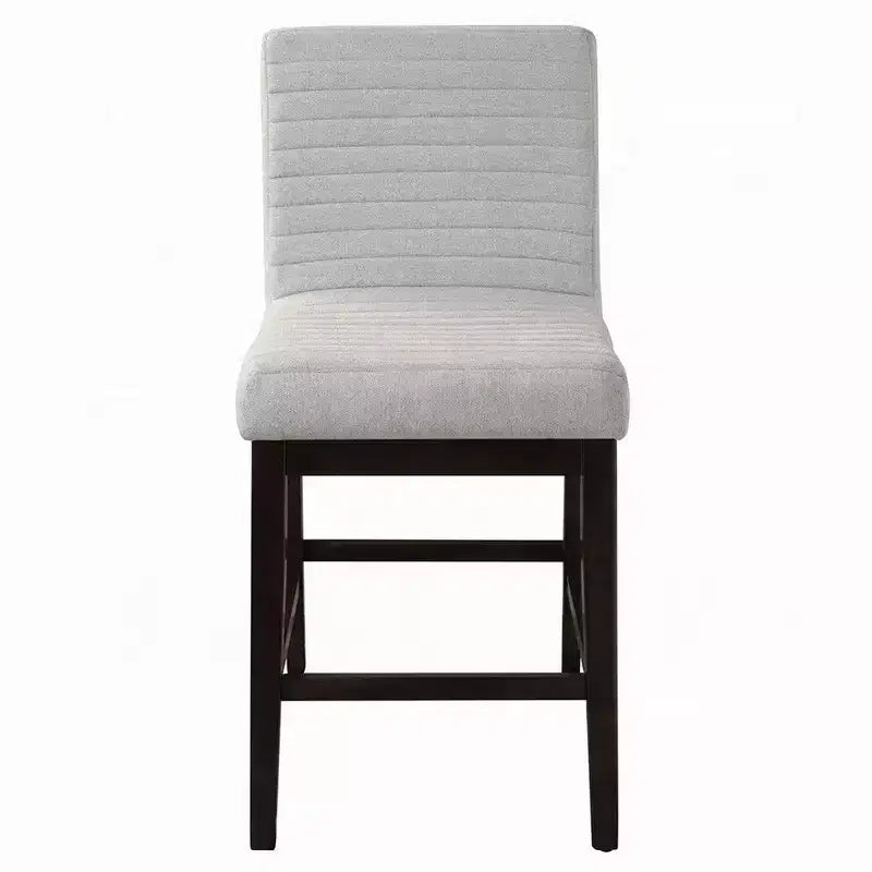 Sedie da banco altezza bancone con schienale alto in lino grigio, set da 2