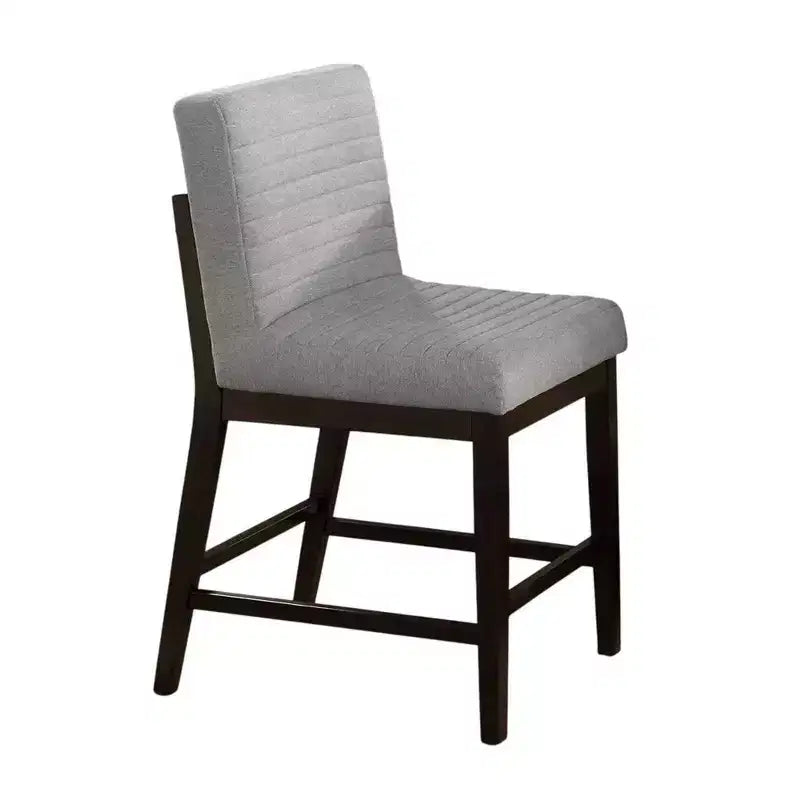 Sedie da banco altezza bancone con schienale alto in lino grigio, set da 2