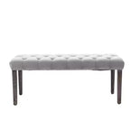 Panca in Velluto Trapuntato con Gambe in Legno – Beige / Grigio Chiaro, Posto Singolo