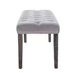 Panca in Velluto Trapuntato con Gambe in Legno – Beige / Grigio Chiaro, Posto Singolo