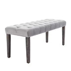 Panca in Velluto Trapuntato con Gambe in Legno – Beige / Grigio Chiaro, Posto Singolo