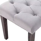 Panca in Velluto Trapuntato con Gambe in Legno – Beige / Grigio Chiaro, Posto Singolo