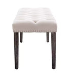 Panca in Velluto Trapuntato con Gambe in Legno – Beige / Grigio Chiaro, Posto Singolo