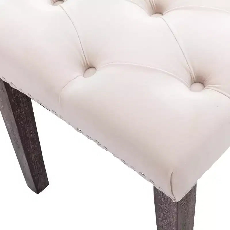 Panca in Velluto Trapuntato con Gambe in Legno – Beige / Grigio Chiaro, Posto Singolo