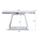 Consolle a specchio argento, Base trapezoidale, Piano in vetro